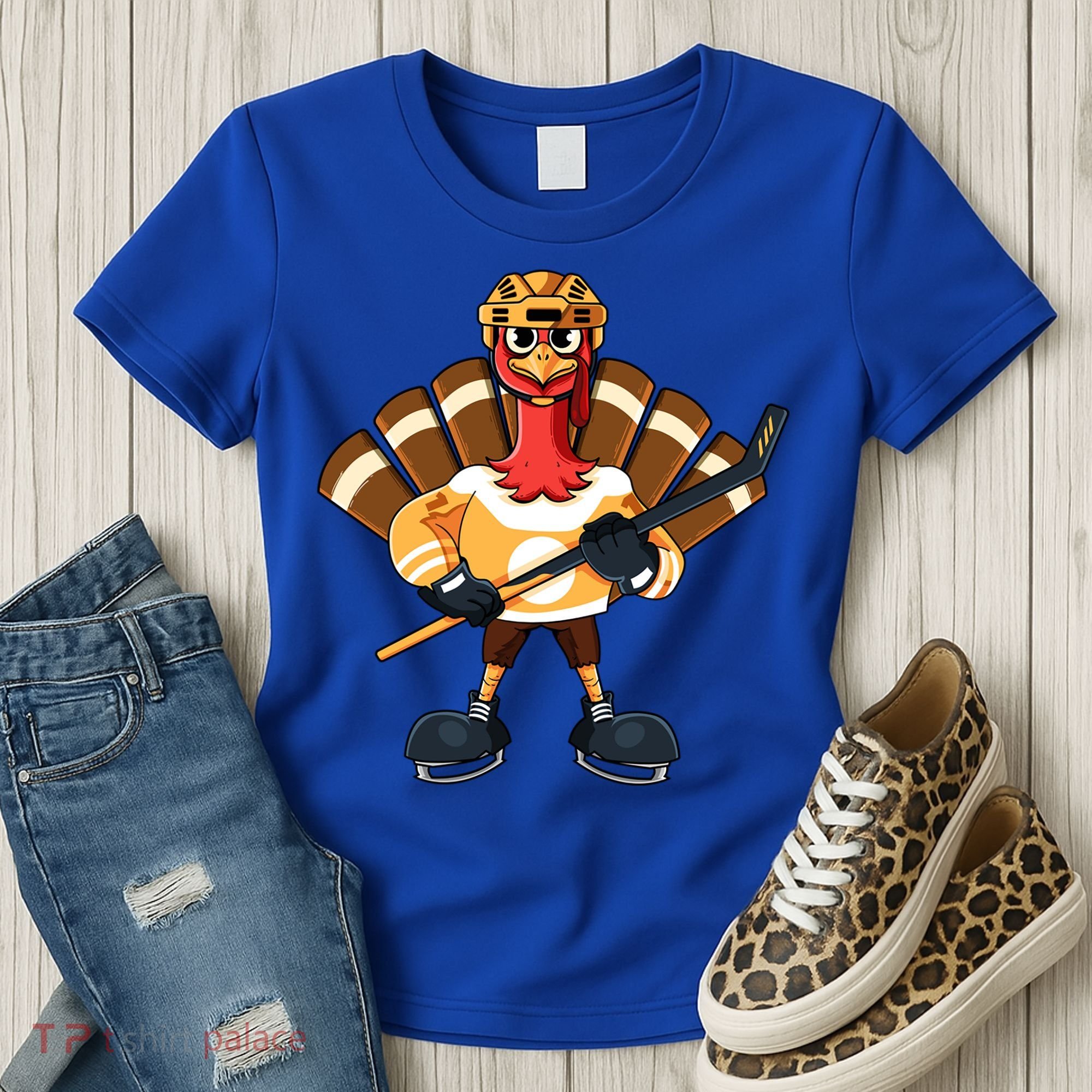Thanksgiving Ice Hockey Gobble Player Turkey Skater Gift Great Gift Women's T-Shirt