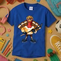 Thanksgiving Ice Hockey Gobble Player Turkey Skater Gift Great Gift Kids T-Shirt thumb 3
