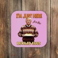 Thanksgiving IM Just Here For The Deviled Eggs Coaster thumb 0