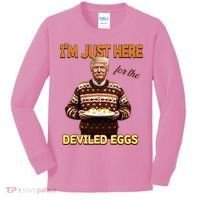 Thanksgiving IM Just Here For The Deviled Eggs Kids Long Sleeve Shirt thumb 0