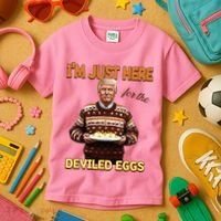 Thanksgiving IM Just Here For The Deviled Eggs Kids T-Shirt thumb 3