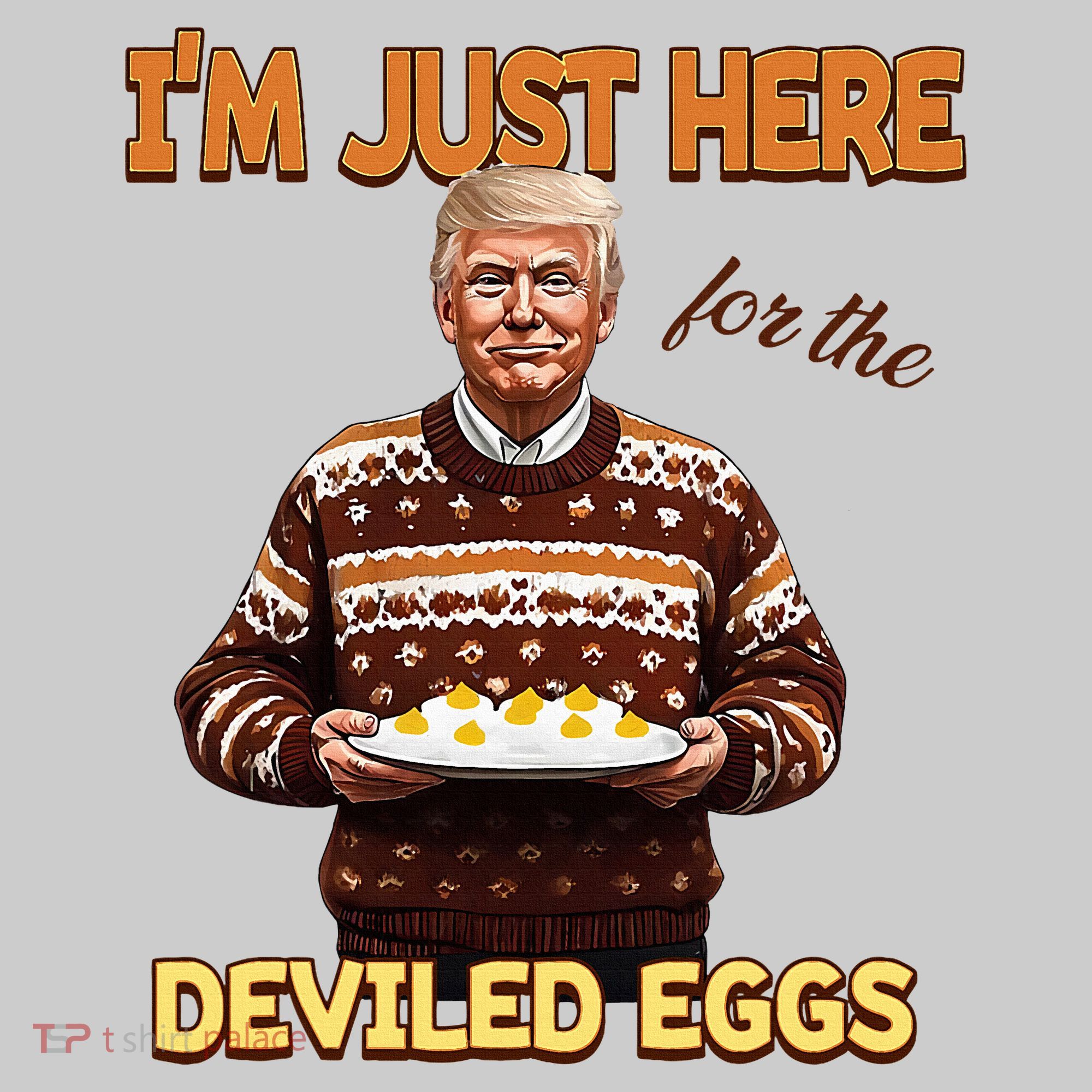 Thanksgiving IM Just Here For The Deviled Eggs Tie-Dye T-Shirt