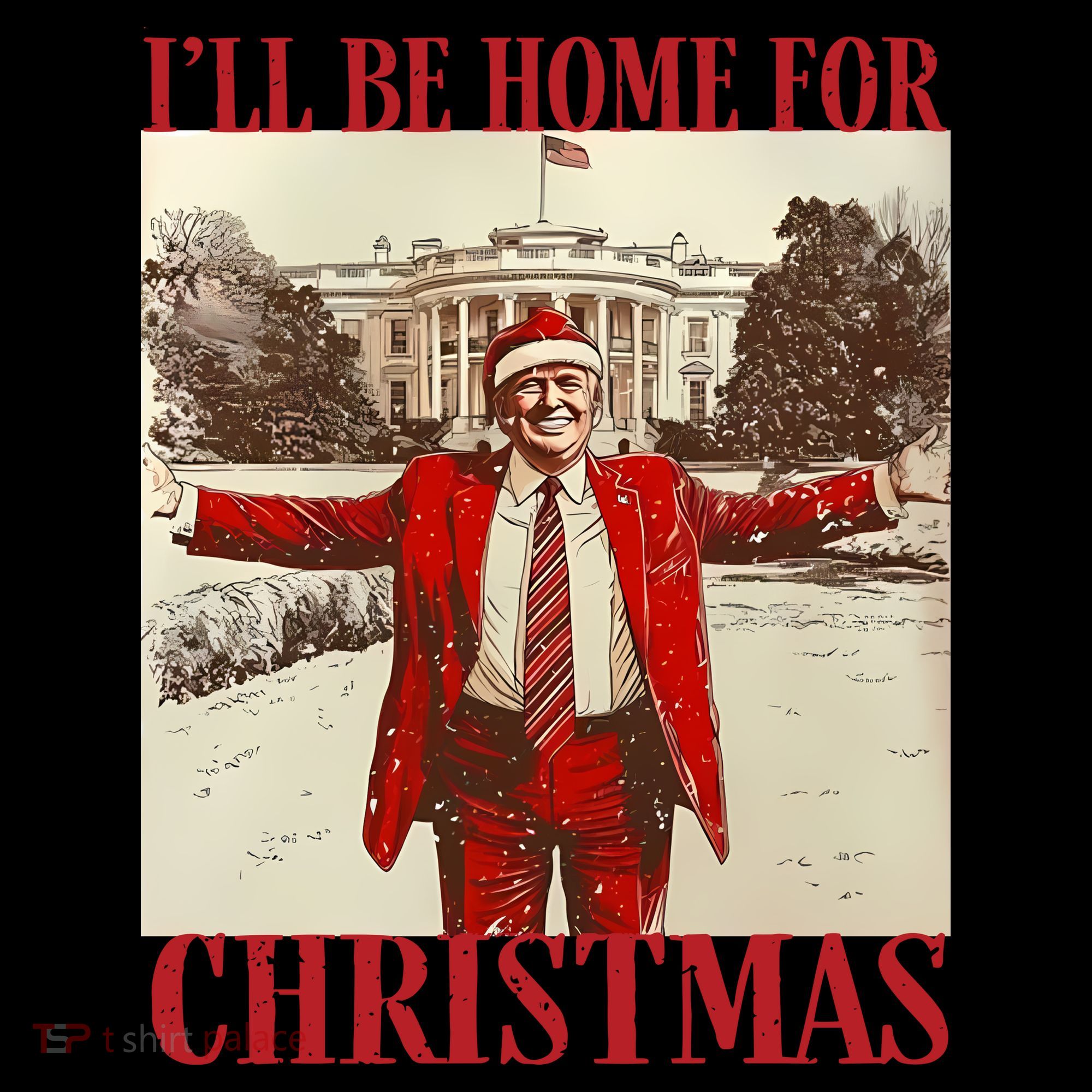 Trump I Ll Be Home For Christmas. Women's Hoodie