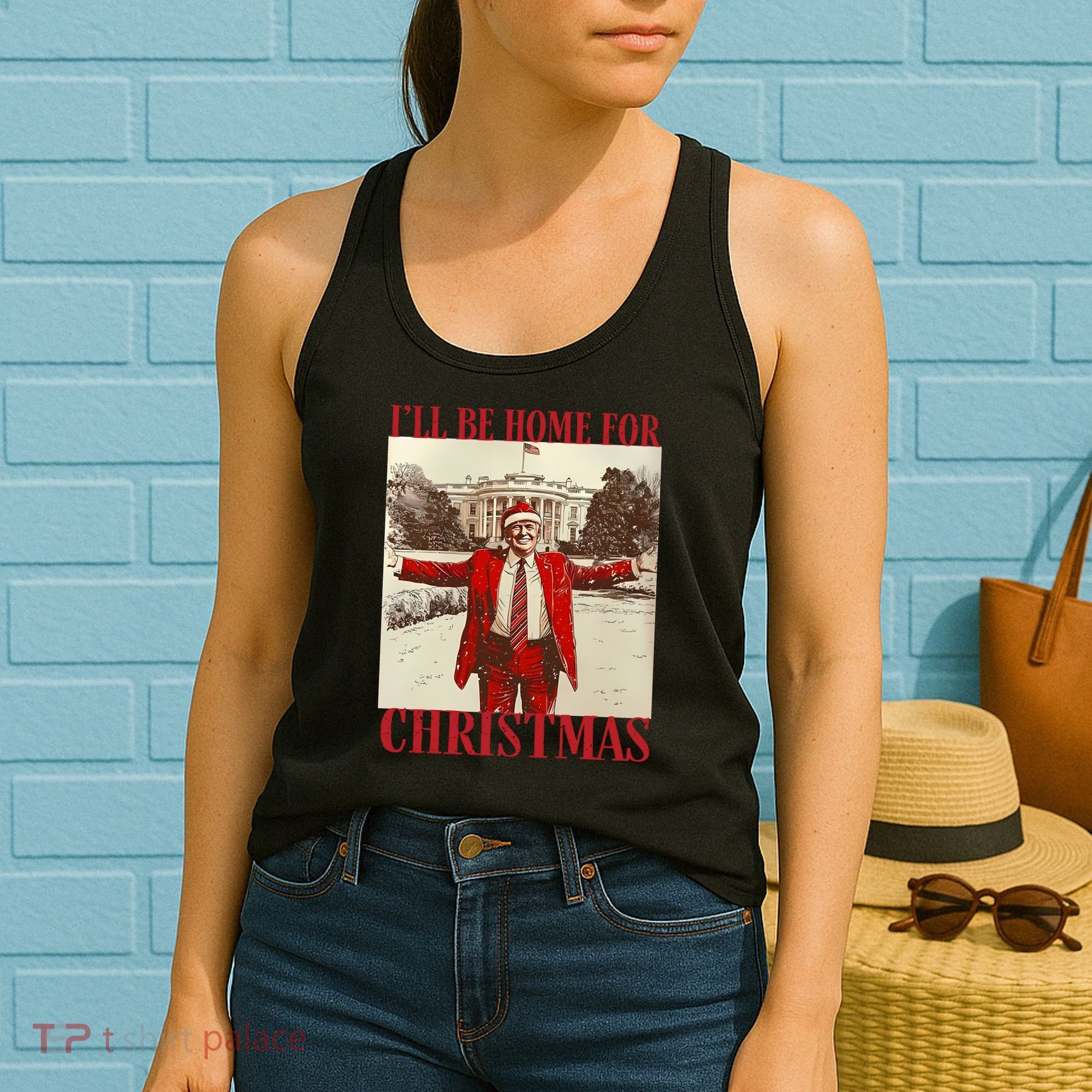 Trump I Ll Be Home For Christmas. Women's Tank Top