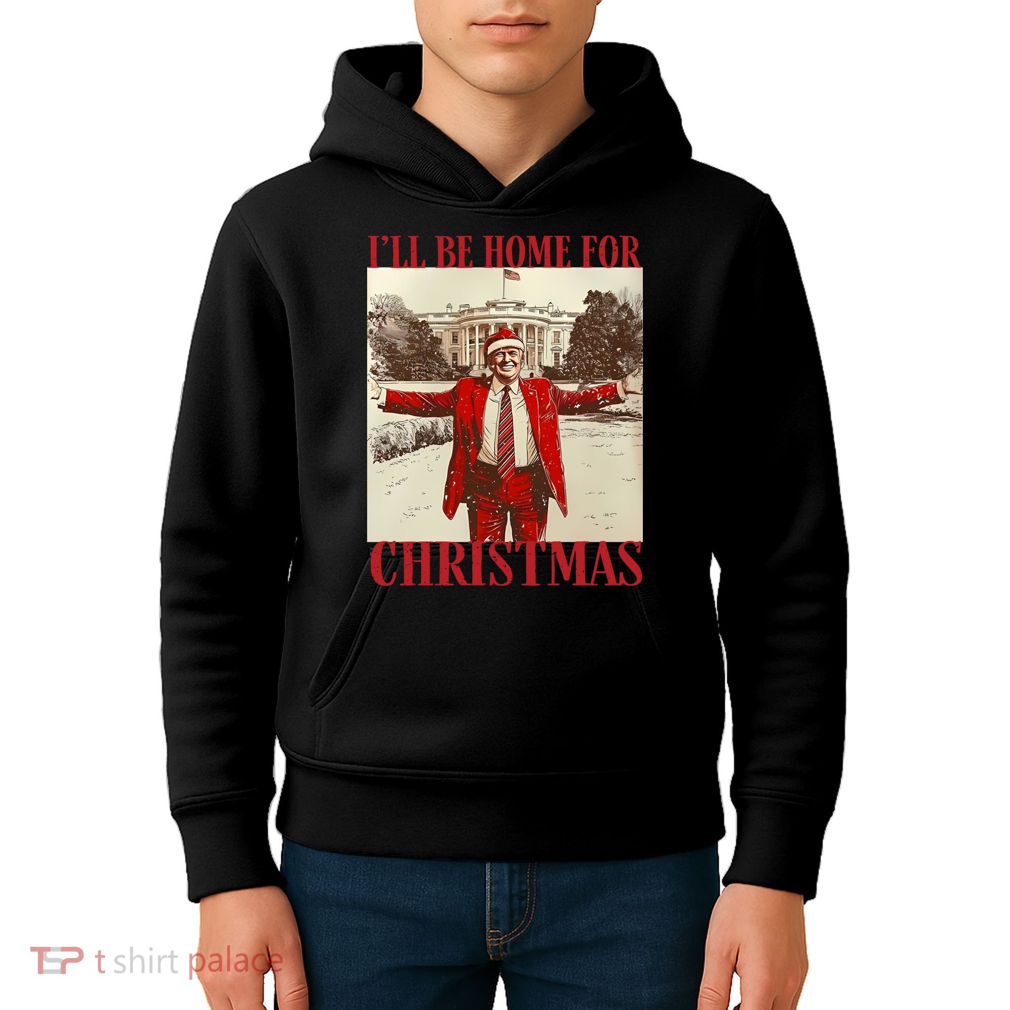 Trump I Ll Be Home For Christmas. Kids Hoodie