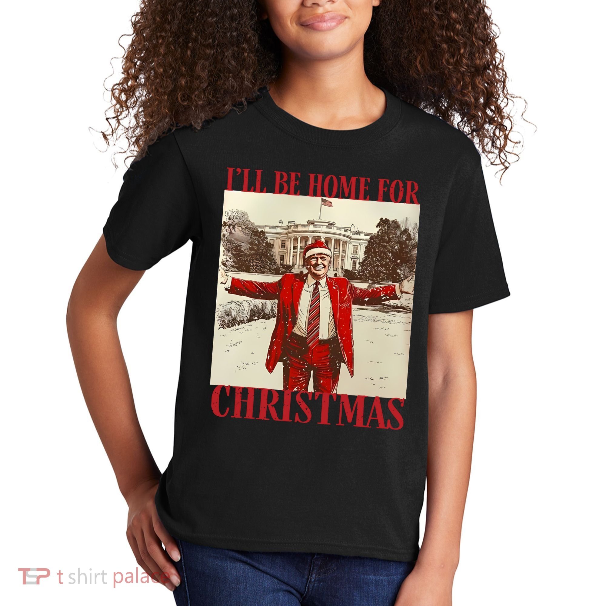 Trump I Ll Be Home For Christmas. Kids T-Shirt