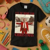 Trump I Ll Be Home For Christmas. Kids T-Shirt thumb 3