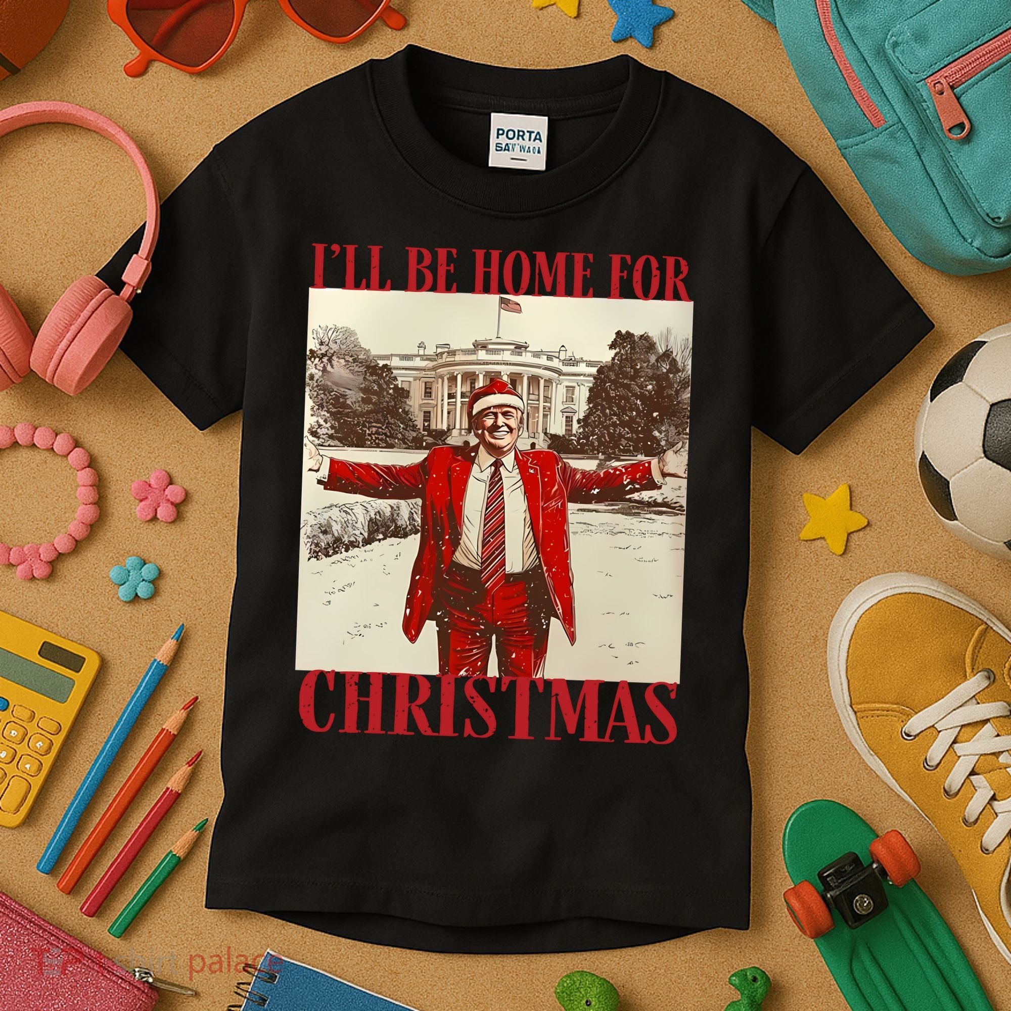 Trump I Ll Be Home For Christmas. Kids T-Shirt