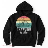 Trawling Is Life Retro Trawler Fishing Boat Hoodie thumb 0