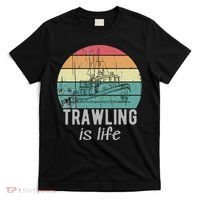 Trawling Is Life Retro Trawler Fishing Boat T-Shirt thumb 0