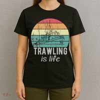 Trawling Is Life Retro Trawler Fishing Boat T-Shirt thumb 4