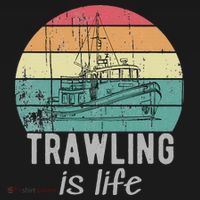 Trawling Is Life Retro Trawler Fishing Boat Bucket Hat thumb 4