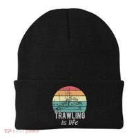 Trawling Is Life Retro Trawler Fishing Boat Beanie thumb 0