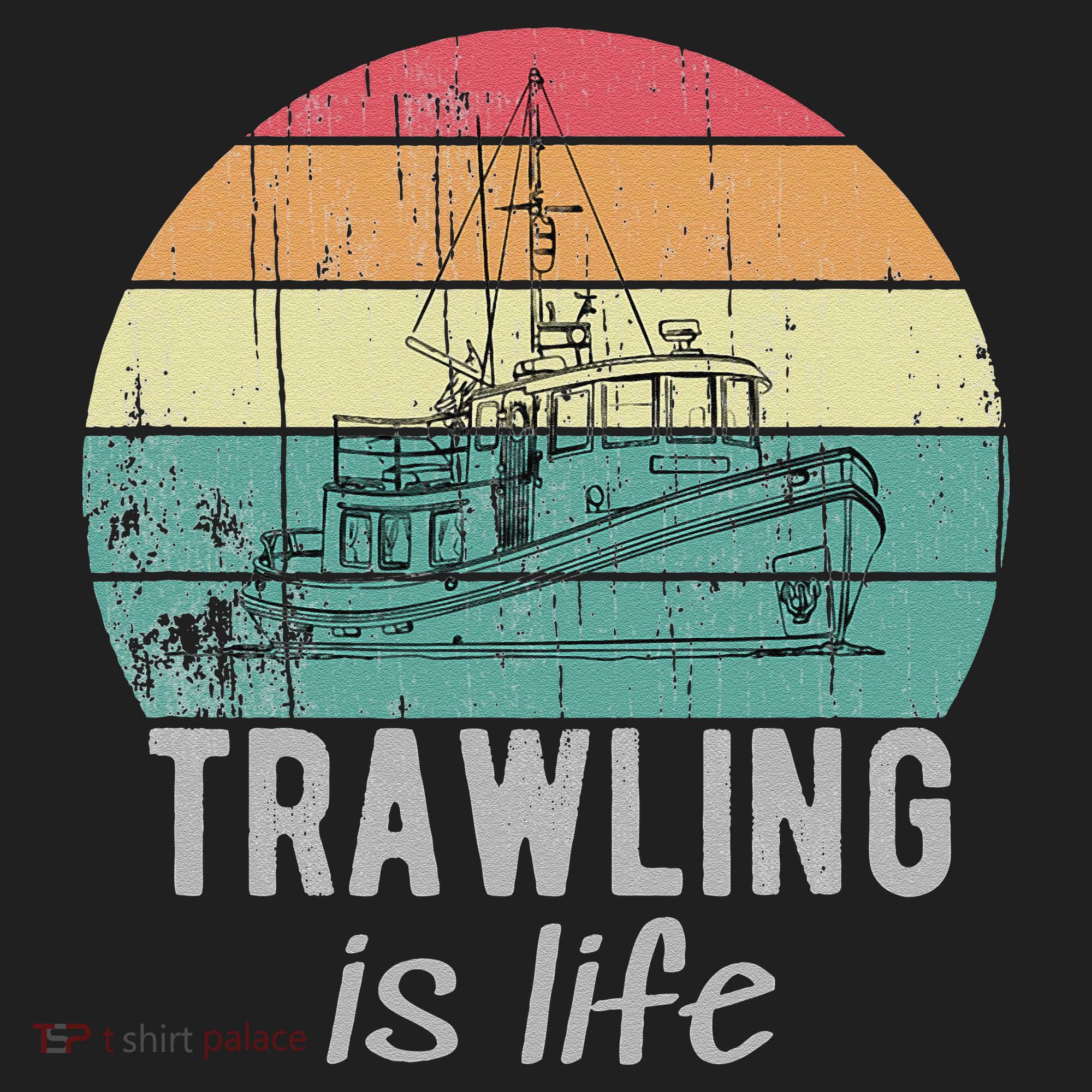 Trawling Is Life Retro Trawler Fishing Boat Hat