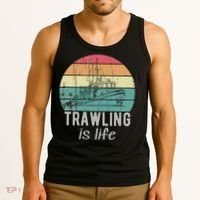 Trawling Is Life Retro Trawler Fishing Boat Tank Top thumb 3