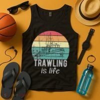 Trawling Is Life Retro Trawler Fishing Boat Tank Top thumb 4
