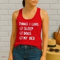 Things I Love Sleep Dogs My Bed Women's Tank Top thumb 2
