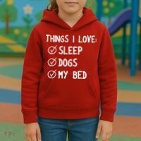 Things I Love Sleep Dogs My Bed Kids Hoodie thumb 3