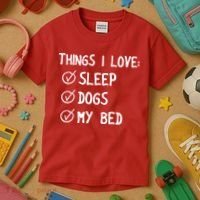 Things I Love Sleep Dogs My Bed Kids T-Shirt thumb 3