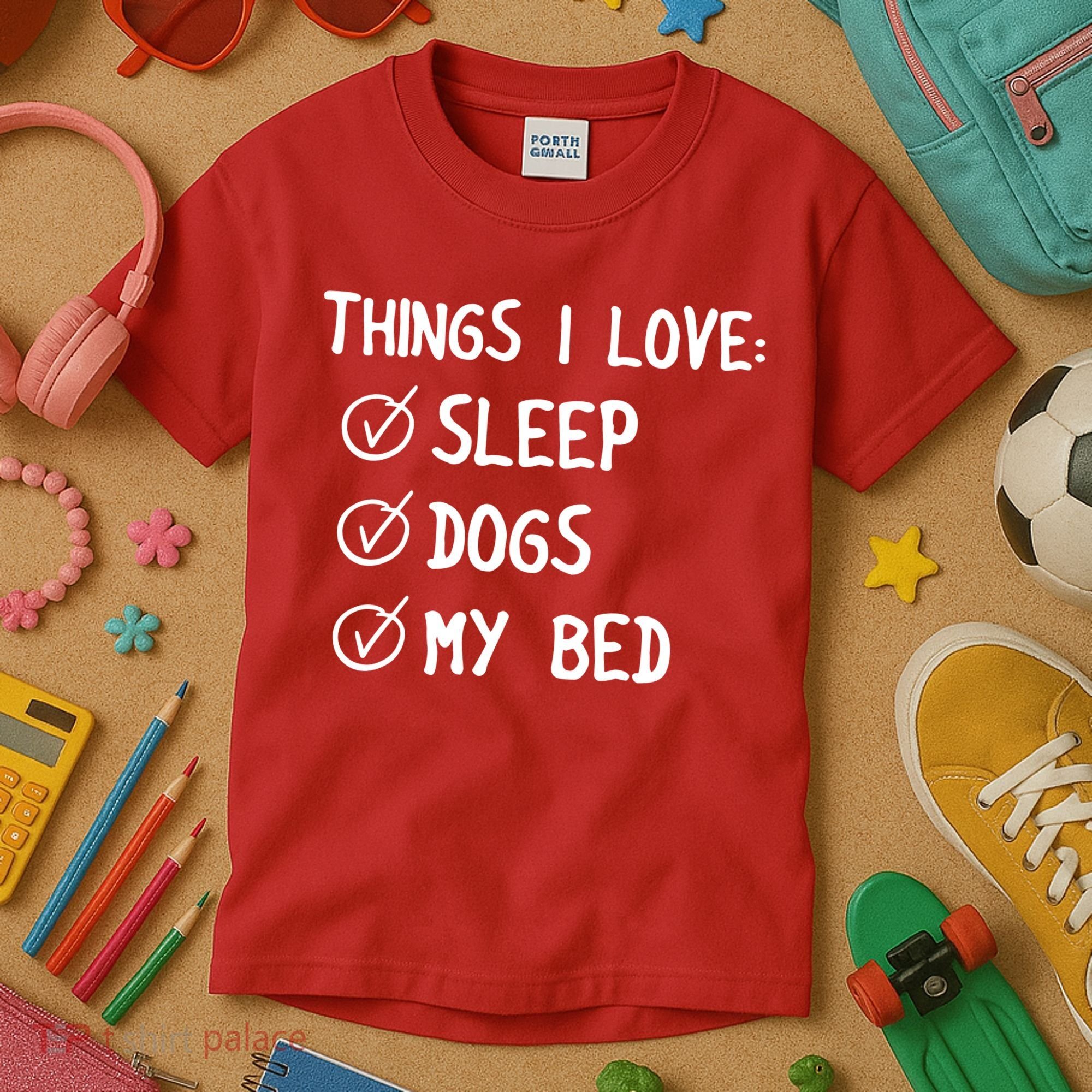 Things I Love Sleep Dogs My Bed Kids T-Shirt