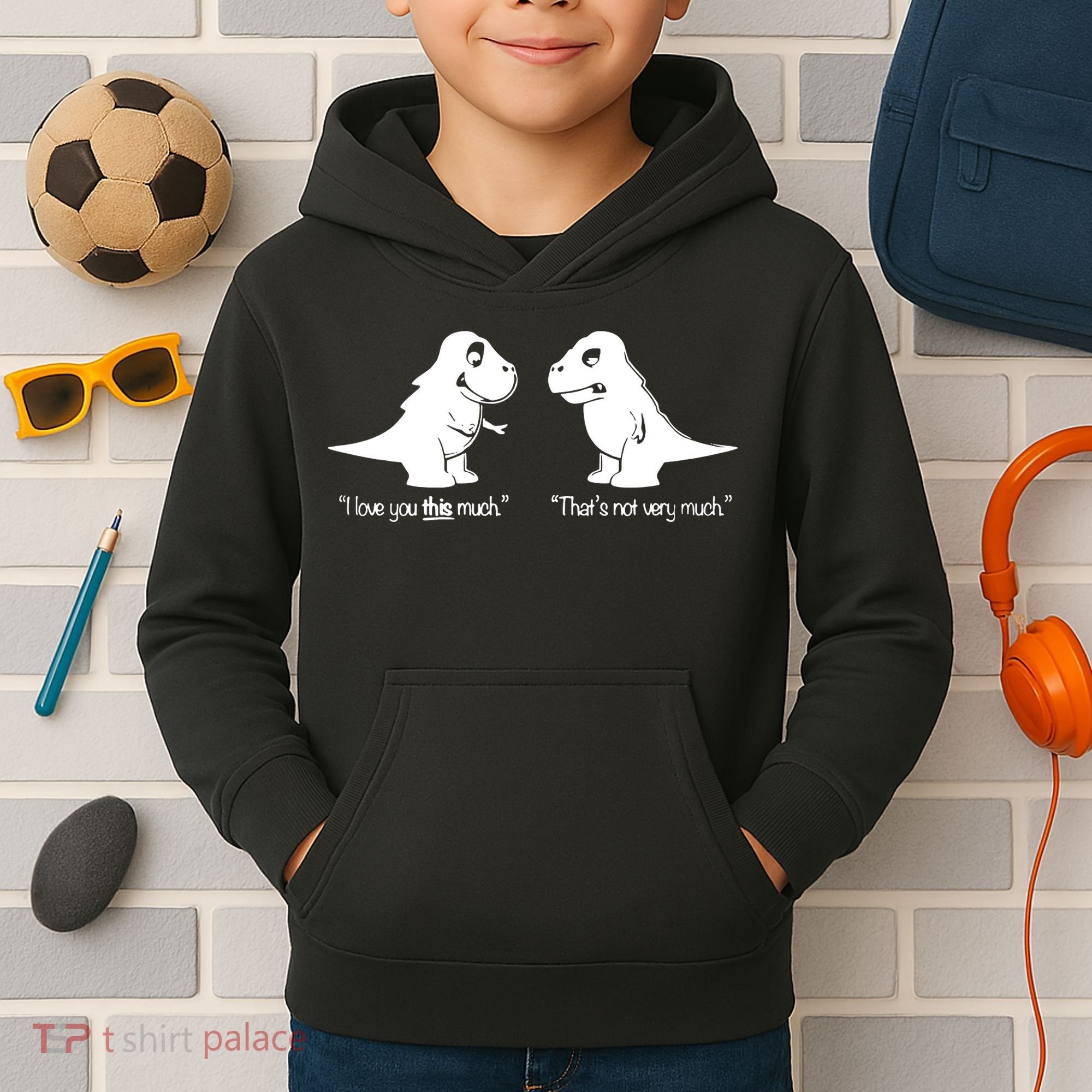 Trex I Love You This Much Kids Hoodie
