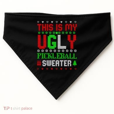 This Is My Ugly Pickleball Sweater Christmas USA-Made Doggie Bandana