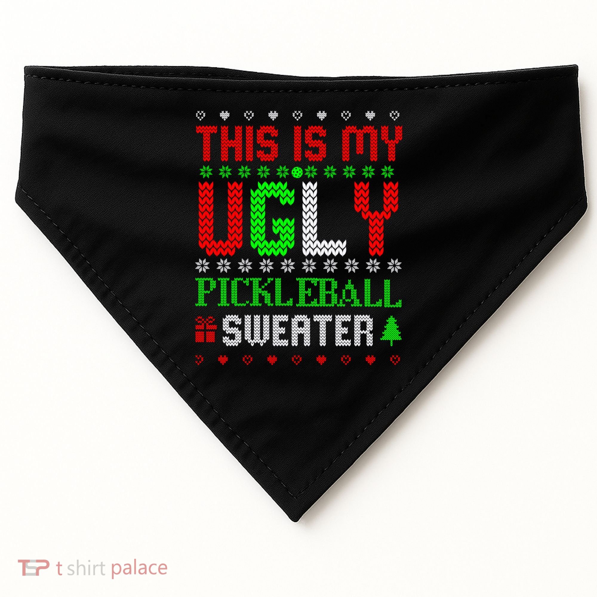 This Is My Ugly Pickleball Sweater Christmas USA-Made Doggie Bandana
