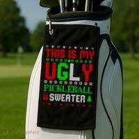 This Is My Ugly Pickleball Sweater Christmas Golf Towel thumb 2