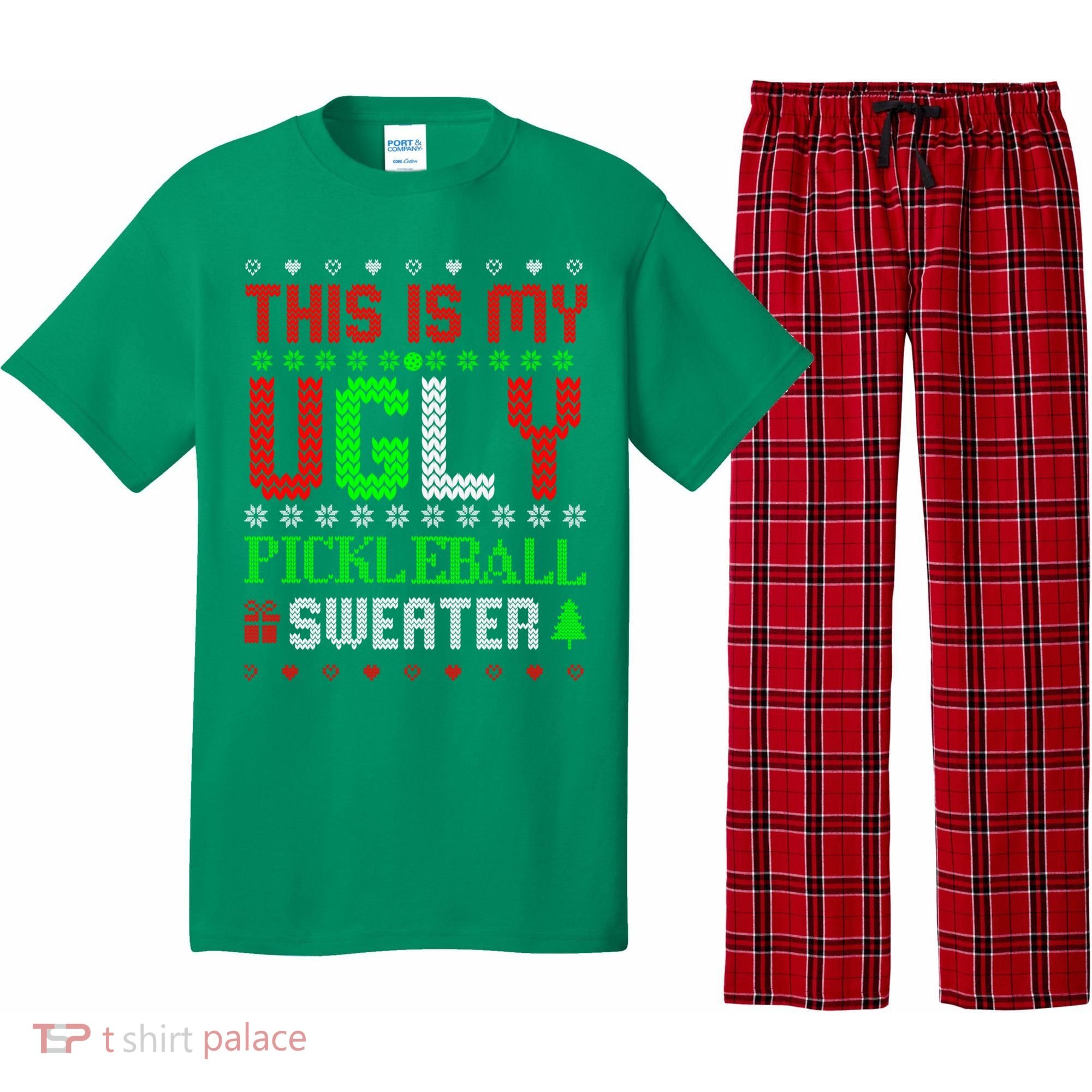 This Is My Ugly Pickleball Sweater Christmas Pajama Set