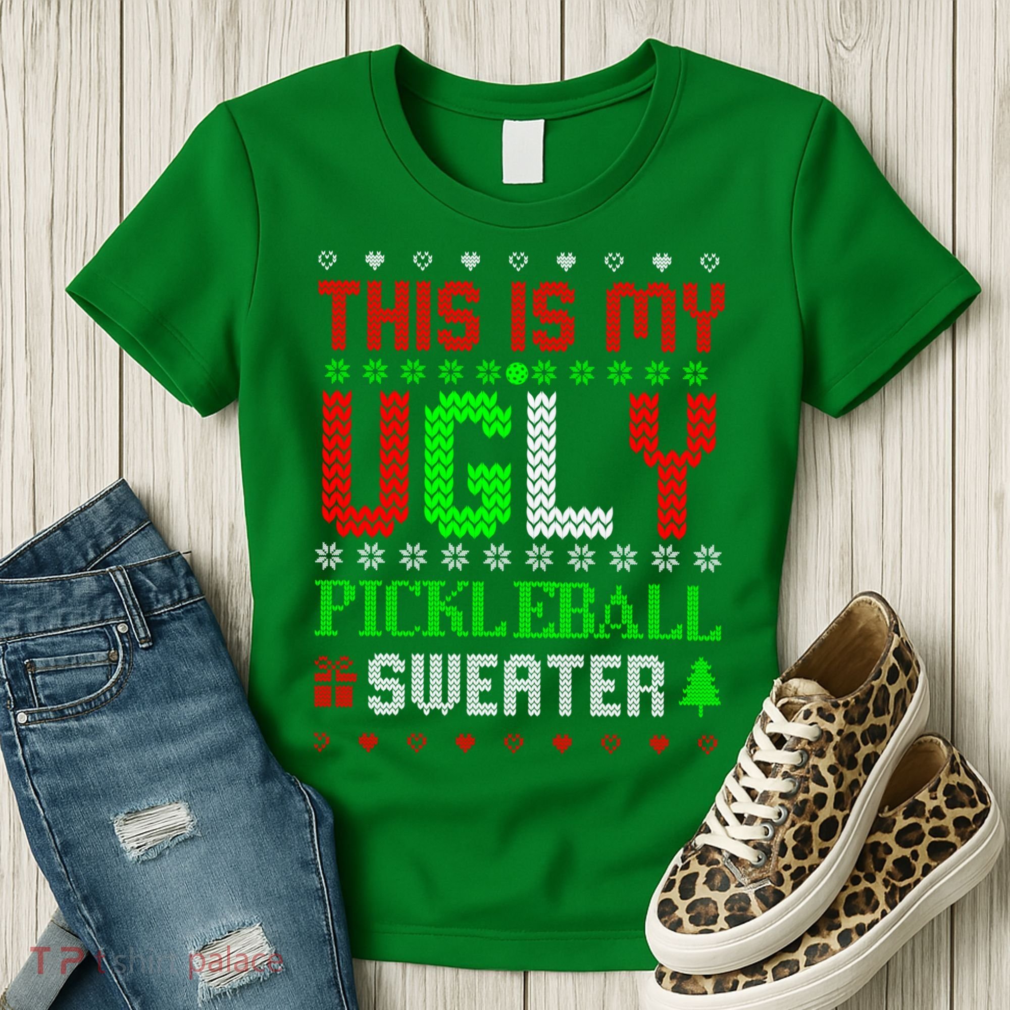 This Is My Ugly Pickleball Sweater Christmas Women's T-Shirt