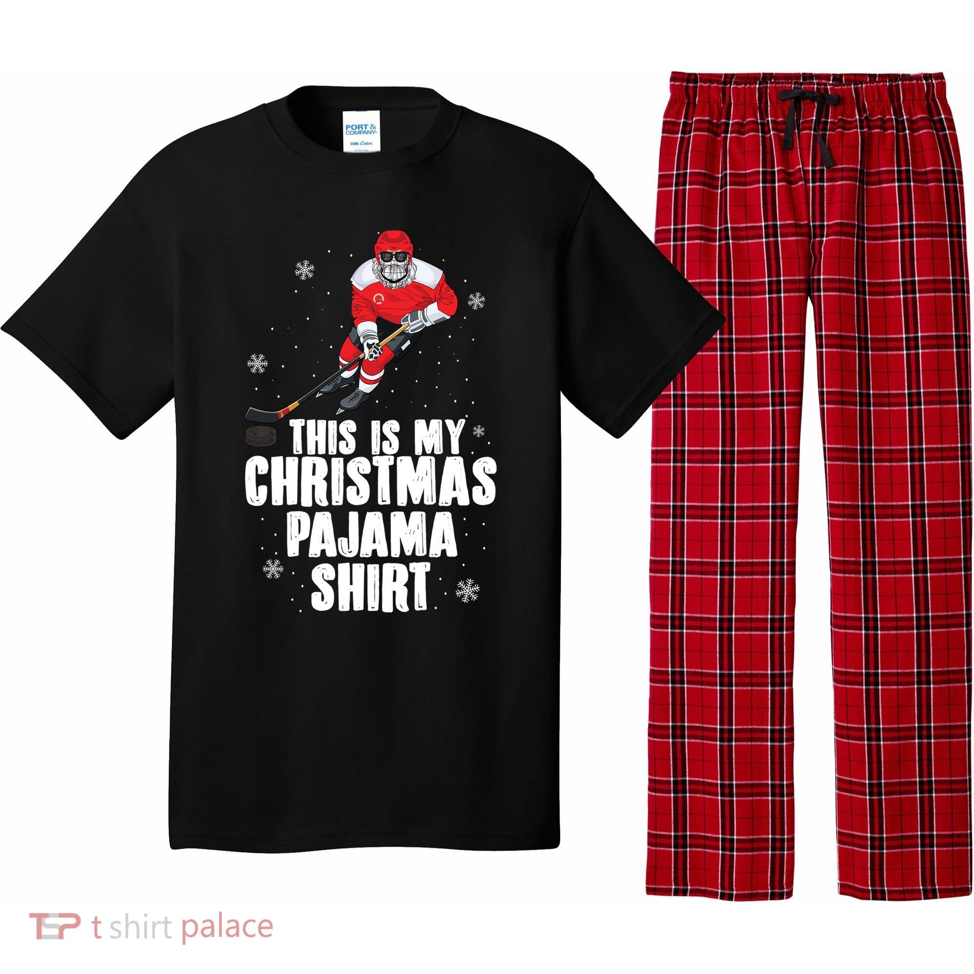 This Is My Christmas Pajama Cool Gift Funny Ice Hockey Santa Gift Pajama Set