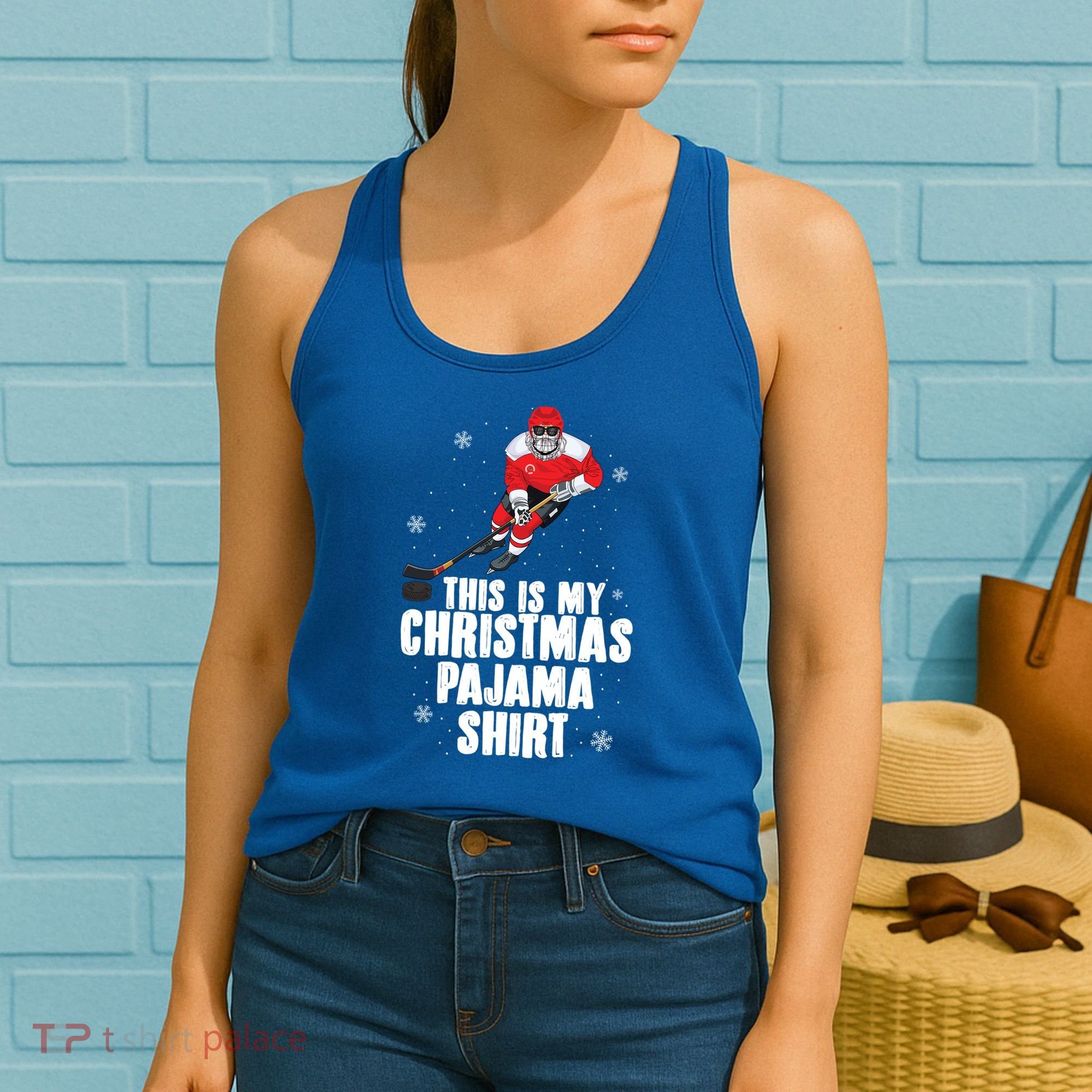 This Is My Christmas Pajama Cool Gift Funny Ice Hockey Santa Gift Women's Tank Top
