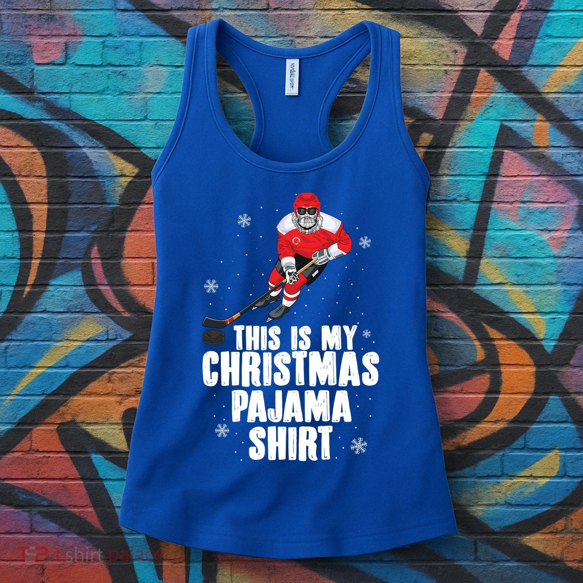 This Is My Christmas Pajama Cool Gift Funny Ice Hockey Santa Gift Women's Tank Top