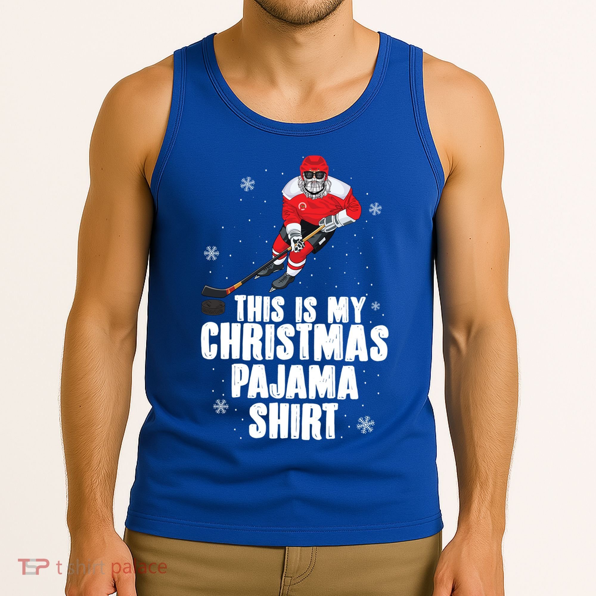 This Is My Christmas Pajama Cool Gift Funny Ice Hockey Santa Gift Tank Top