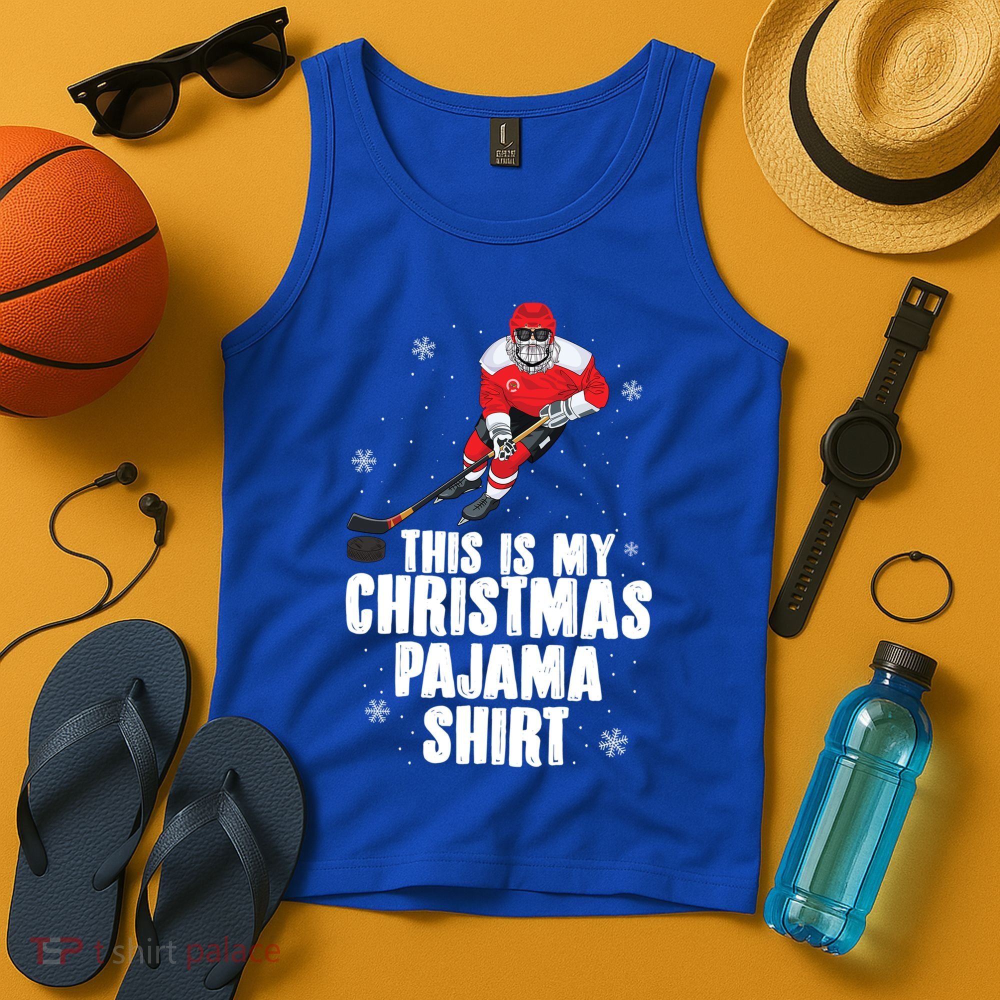This Is My Christmas Pajama Cool Gift Funny Ice Hockey Santa Gift Tank Top