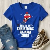 This Is My Christmas Pajama Cool Gift Funny Ice Hockey Santa Gift Women's T-Shirt thumb 3
