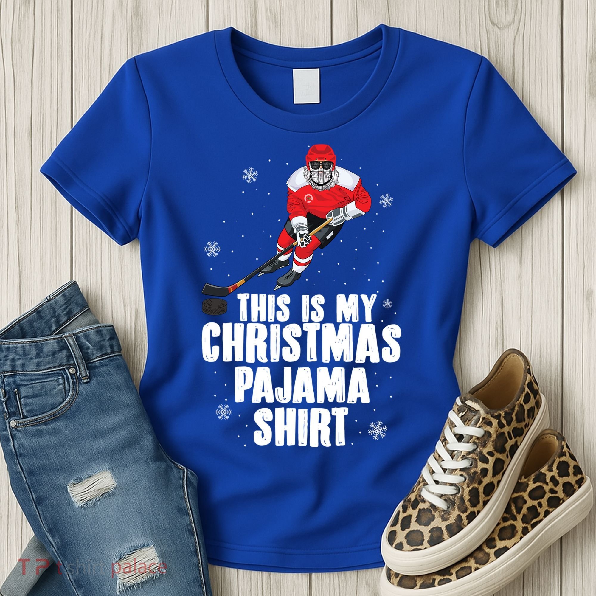 This Is My Christmas Pajama Cool Gift Funny Ice Hockey Santa Gift Women's T-Shirt