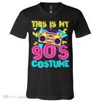 This Is My 90s Costume Retro 90s Music Theme Party Nineties V-Neck T-Shirt thumb 0