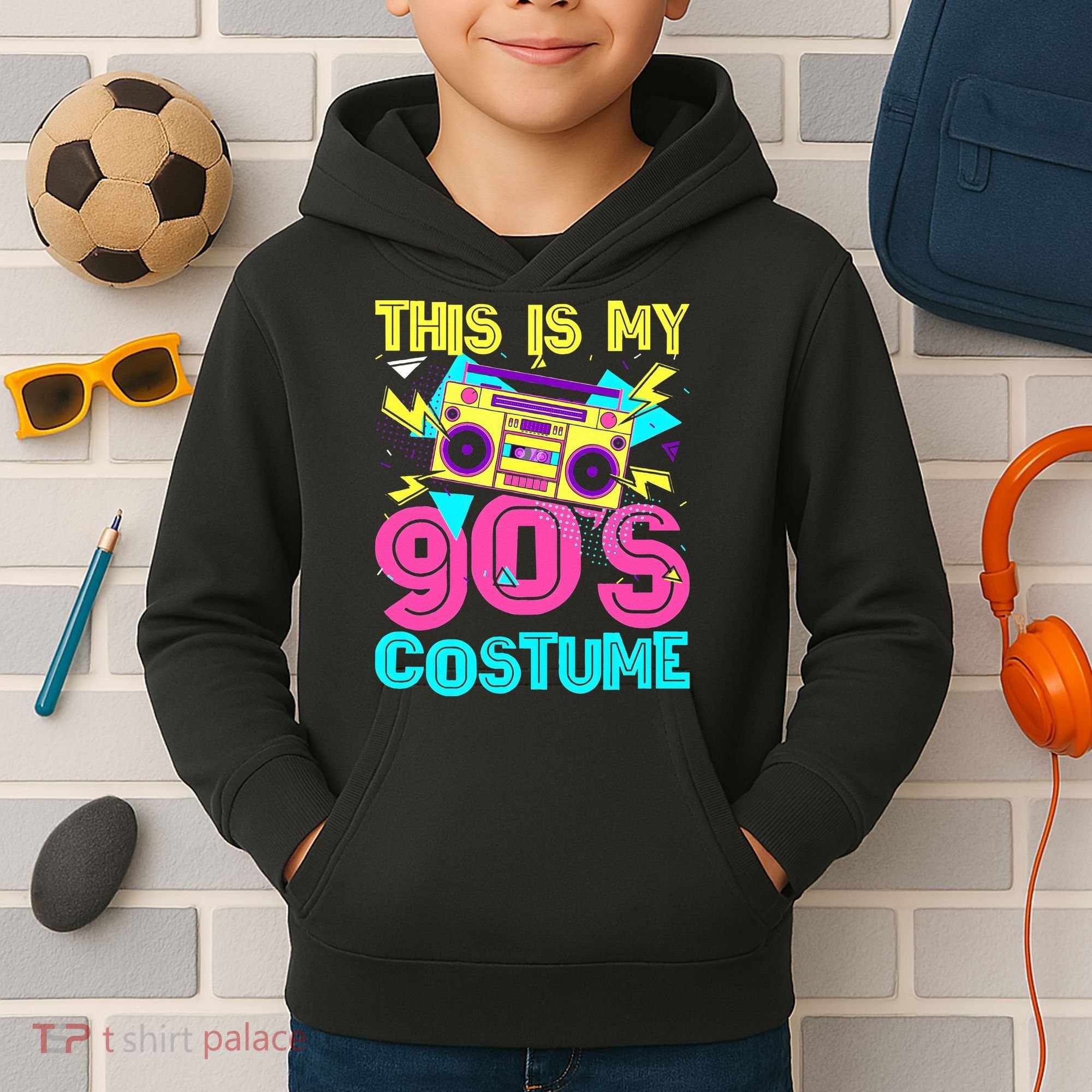 This Is My 90s Costume Retro 90s Music Theme Party Nineties Kids Hoodie