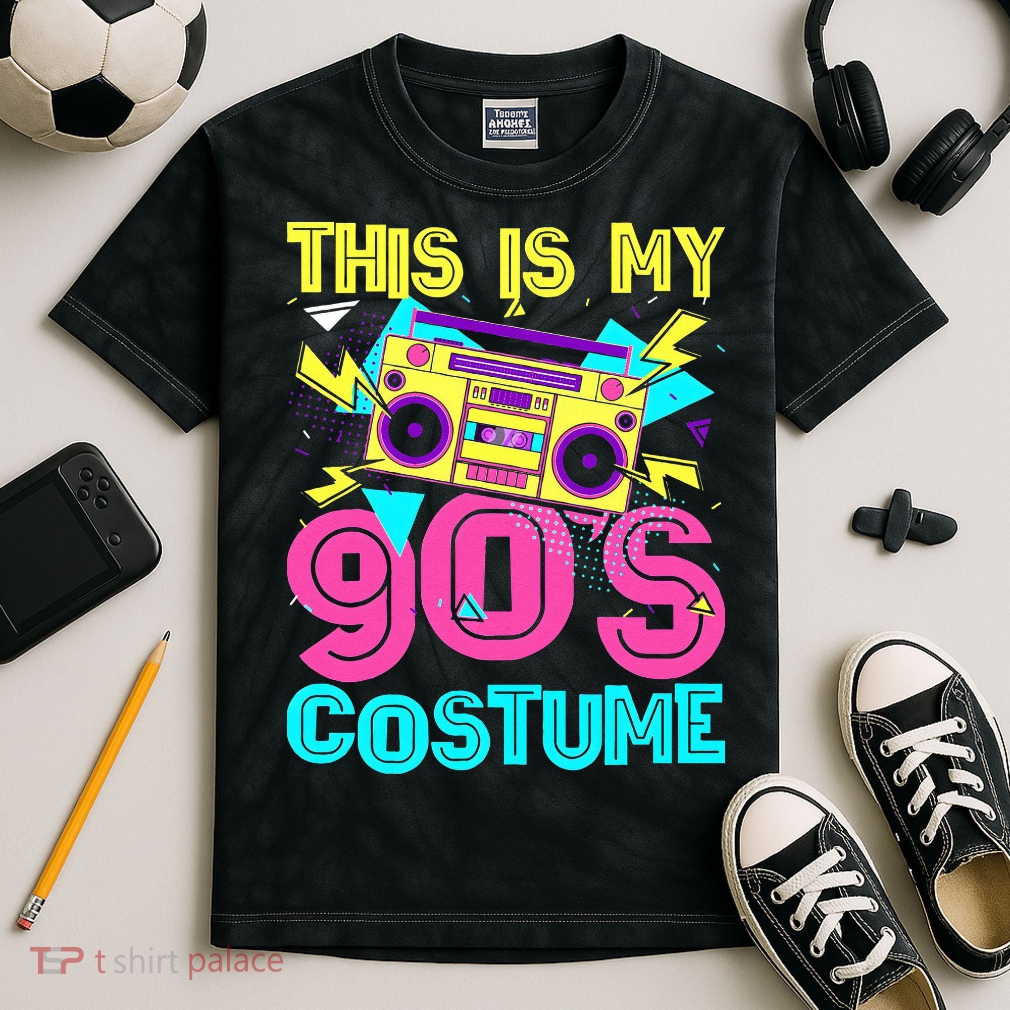 This Is My 90s Costume Retro 90s Music Theme Party Nineties Kids Tie-Dye T-Shirt