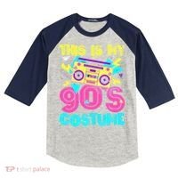 This Is My 90s Costume Retro 90s Music Theme Party Nineties Kids Colorblock Raglan Jersey thumb 0