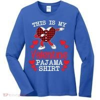 This Is My Valentine Pajama Great Gift Valentines Day Cool Plaid Cool Gift Women's Long Sleeve Shirt thumb 0