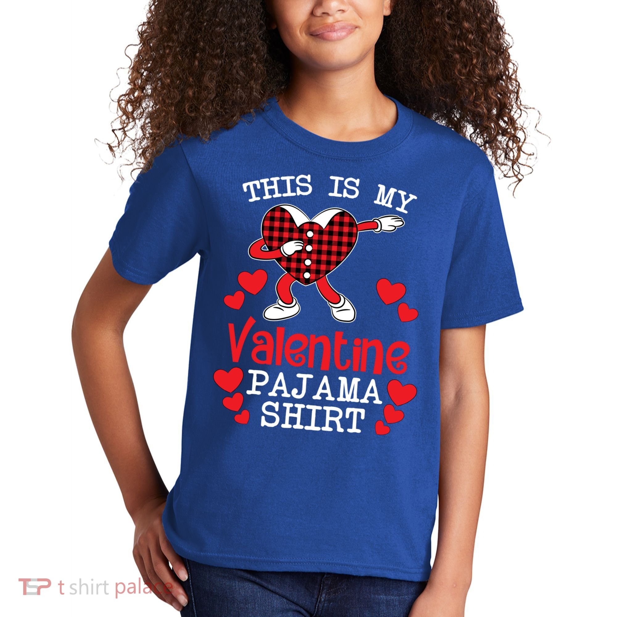 This Is My Valentine Pajama Great Gift Valentines Day Cool Plaid Cool Gift Kids T-Shirt