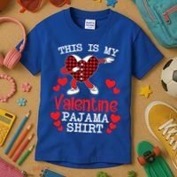 This Is My Valentine Pajama Great Gift Valentines Day Cool Plaid Cool Gift Kids T-Shirt thumb 3
