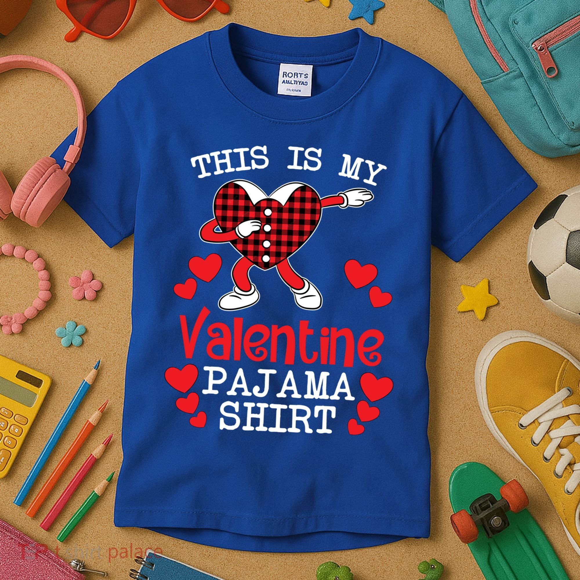 This Is My Valentine Pajama Great Gift Valentines Day Cool Plaid Cool Gift Kids T-Shirt