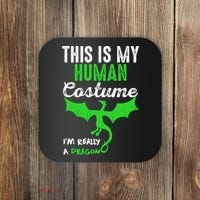 This Is My Human Costume Im Really A Dragon Halloween Coaster thumb 0