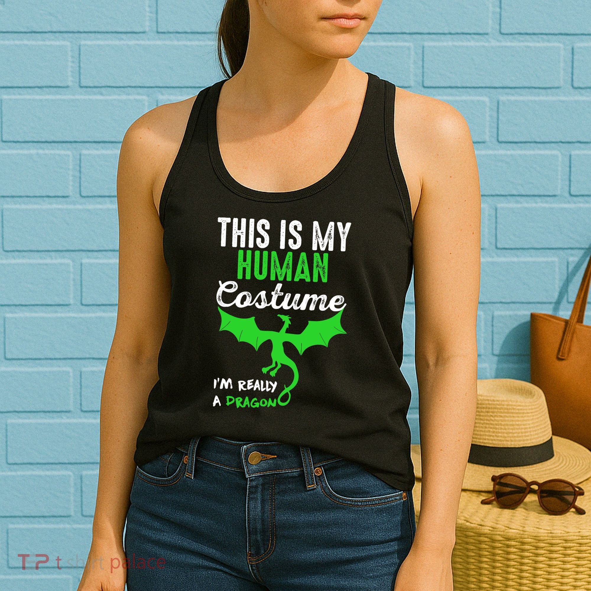 This Is My Human Costume Im Really A Dragon Halloween Women's Tank Top
