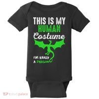 This Is My Human Costume Im Really A Dragon Halloween Baby Bodysuit thumb 0