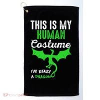 This Is My Human Costume Im Really A Dragon Halloween Golf Towel thumb 0