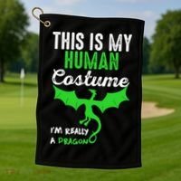 This Is My Human Costume Im Really A Dragon Halloween Golf Towel thumb 1